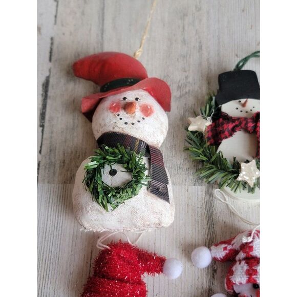 Variety rustic snowman ornament snowflake wreath Xmas set - Picture 6 of 8